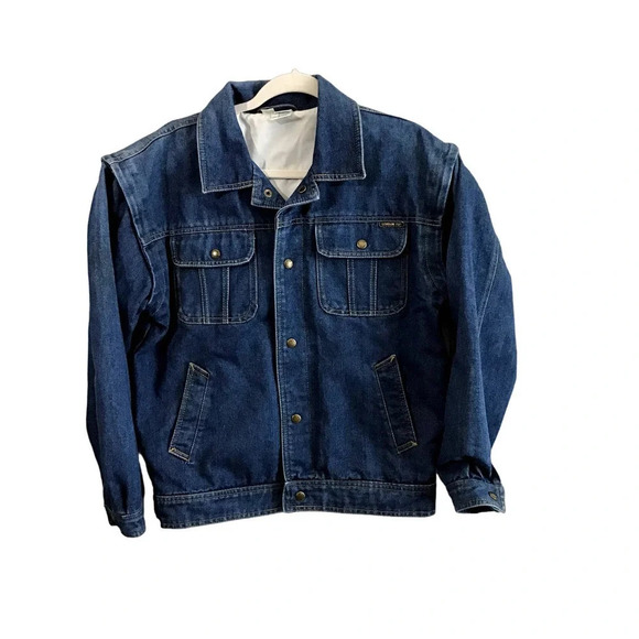 Vintage London Fog Size Small (16) Blue Denim Jean Turbo Jacket - Picture 1 of 14